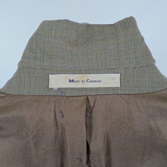 Chaps Ralph Lauren Wool Tan Gray Birdseye Check 40R 2 Button Sport Coat / Blazer - Picture 12 of 13